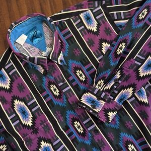 90's Vintage Roper Allover Aztec Print Button Down Western Shirt Size Large
